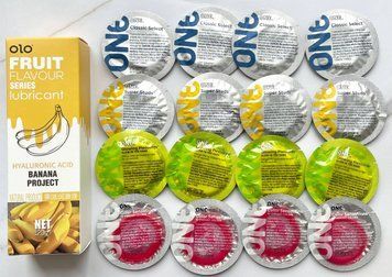 Комплект 16 шт - ONE Super Studs, Classic, Color Sensations, Glowing Pleasures + Гель-лубрикант зі смаком банану 120 мл OLO SOS1923 фото