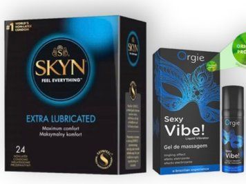 SKYN Extra Lube 24 шт + SEXY VIBE для чутливих, 15 мл ORGIE SOS7038 фото