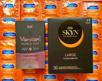 Комплект 48 шт SKYN Large - Pasante Warming + Жидкий вибратор Intt Vibration Bubble Gum (15 мл) SOS1573 фото