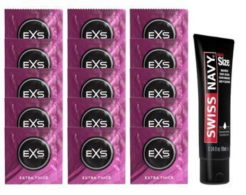 Комплект EXS Extra Thick 15 шт + Swiss Navy Max Size Gel 10 мл SOS14739 фото