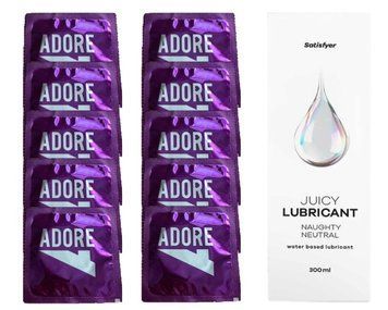 Набор: Pasante Adore 10 шт. + Лубрикант Satisfyer Naughty Neutral (300 мл) SOS12087 фото