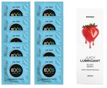 Набор: EXS Air Thin 10 шт. + Лубрикант Satisfyer Blast Berry 300 мл SOS11196 фото