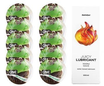 Комплект ONE Mint Chocolate 10 шт. + Лубрикант Satisfyer Juicy Lubricant Warm Wave (300 мл) SOS12387 фото