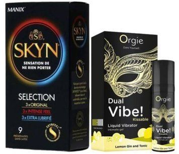 Набір з SKYN Selection (9 шт) + Рідкий вібратор Orgie Dual Vibe! Lemon Gin And Tonic Kissable Liquid Vibrator, 15 мл SOS9689 фото