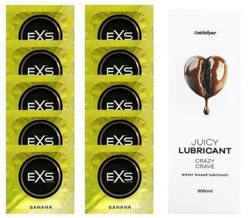 Комплект: из EXS Banana 10 шт + Лубрикант Satisfyer Juicy Crazy Crave water based 300 мл SOS11347 фото
