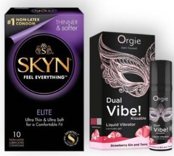 SKYN Elite 10 шт + Orgie Dual Vibe! Strawberry Gin & Tonic 15 мл SOS6904 фото