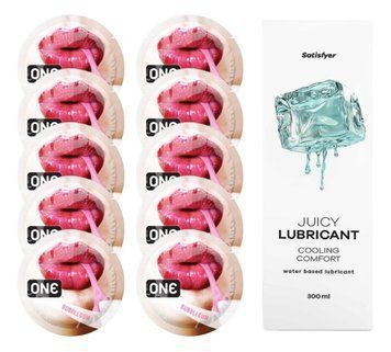 Комплект 𝐎𝐍𝐄 Bubblegum 10 шт. + Лубрикант Satisfyer Juicy Lubricant Cooling Comfort (300 мл) SOS12237 фото
