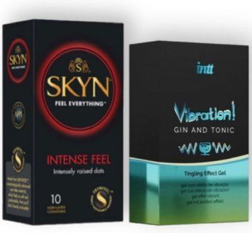 SKYN Intense Feel 10 шт + Intt Vibration Gin Tonic (15 мл) SOS6942 фото
