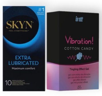 Skyn Exstra Lube 10 штук + Intt Vibration Cotton Candy (15 мл) SOS6988 фото