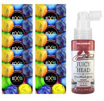 EXS BUBBLEGUM 10 шт + Doc Johnson &ndash; Dry Mouth Spray White Chocolate and Berries (59 мл) SOS14033 фото