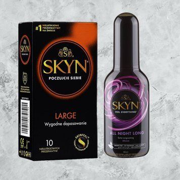 Комплект Skyn Large 10 шт + Лубрикант Skyn All Night Long 80 мл SOS4455 фото