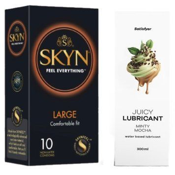 Набір Лубрикант Satisfyer Minty Mocha 300 мл + SKYN Large 10 шт. SOS12807 фото