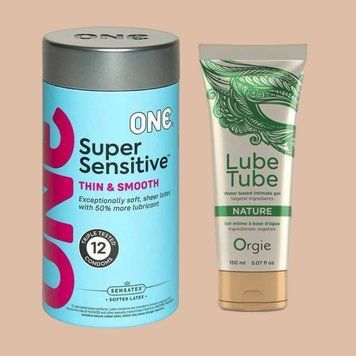 Набор ONE Super Sensitive 12шт + LUBE TUBE NATURE, 150 мл ORGIE SOS4413 фото