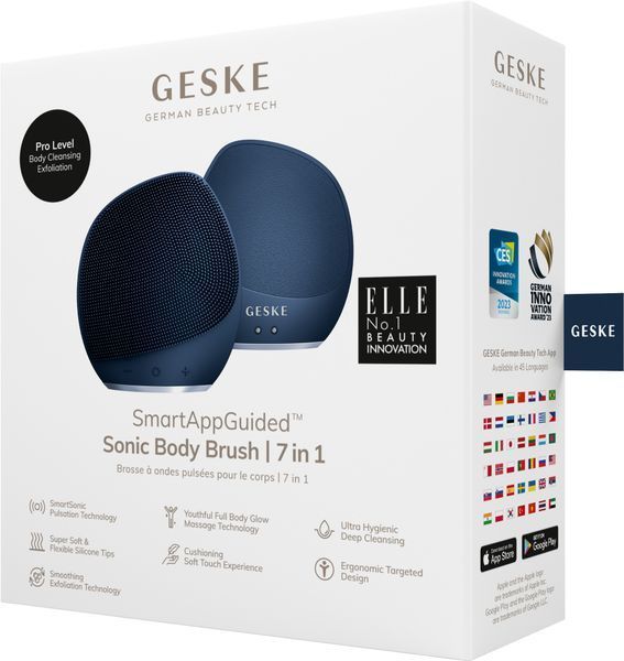 Ультразвуковая щетка для тела и интенсивный пилинг GESKE Sonic Body Brush&Intensive Exfoliator 7в1 midnight HB0356 фото