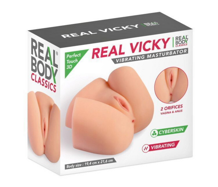 Мастурбатор-полуторс с вибрацией Real Body Real Vicky вагина и анус, 22х19 см SO9952 фото