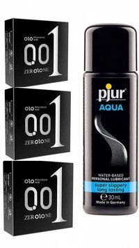 Комплект: Лубрикант pjur Aqua 30мл + OLO Feeling Ultrathin 9 шт. SOS11762 фото