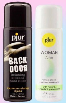 Набор лубрикантов pjur backdoor anal Relaxing jojoba silicone 30 мл + pjur Woman Aloe 30 мл LB808 фото