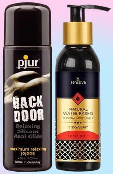 Набор лубрикантов pjur backdoor anal Relaxing jojoba silicone 30 мл + Sensuva Natural Water-Based Strawberry (125 мл) LB708 фото