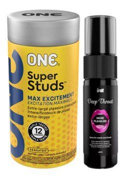 Комплект 12 шт ONE Super Studs + Спрей  Intt Deep Throat Oral Spray (12 мл) SOS6197 фото