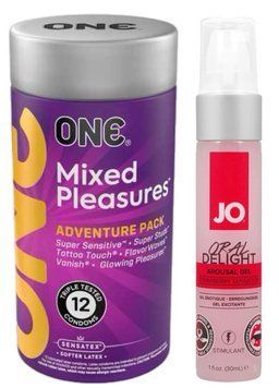 Комплект 12 шт ONE Mixed Pleasures + Гель System JO Oral Delight Strawberry Sensation (30 мл) SOS6105 фото