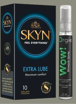 Набір Skyn Extra Lube 10 штук + Спрей WOW! ментол: 10 мл. ORGIE  SOS5218 фото
