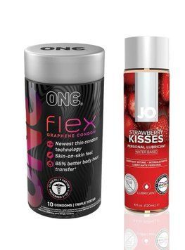 ONE Flex 10 шт.+ Змазка на водній основі System JO H2O &mdash; Strawberry Kiss (120 мл)  SOS6386 фото