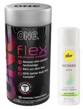 Комплект ONE Flex Graphene 10 штук + Pjur Woman Aloe 30 мл SOS12966 фото