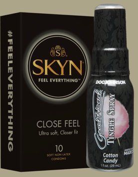 Набір SKYN Close Feel пачка 10 штук + Спрей для мінету Doc Johnson GoodHead Tingle Spray - Cotton Candy (29 мл)  SOS5029 фото