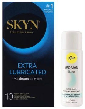 Комплект Skyn Exstra Lube 10 шт + pjur Woman Nude 30 мл SOS13315 фото
