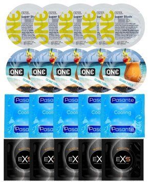 Набір 20 шт ONE Super Studs + ONE Island Punch + Pasante Cooling + EXS Black Latex SOS7312 фото