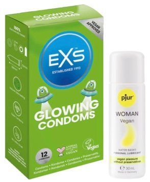 Комплект EXS Glowing 12 шт + Pjur Woman Vegan 30 мл SOS13615 фото