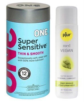 Набор ONE Super Sensitive Pack 12 шт. + Лубрикант pjur MED Vegan glide. SOS13016 фото