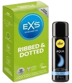 Набор EXS Ribbed & Dotted (12 шт) + pjur Aqua 30 мл SOS13515 фото