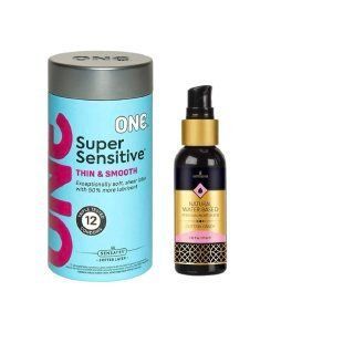 ONE Super Sensitive Pack 12 шт. + Смазка на водной основе Sensuva Natural Water-Based Cotton Candy, 57 мл SOS6516 фото