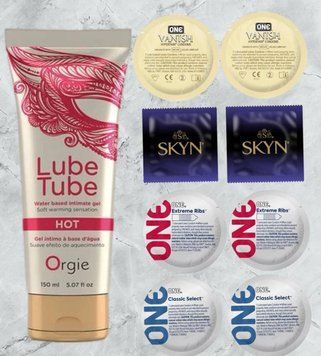 Набір з 20 штук SKYN-ONE + лубрикант LUBE TUBE HOT, 150 мл ORGIE  SOS4093 фото
