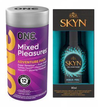 ONE Mixed Pleasures 12 шт та Лубрикант SKYN AQUA FEEL 80 мл SOS634 фото