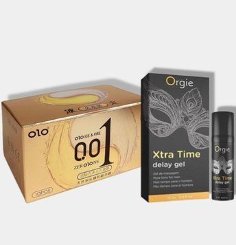 OLO 0.01 Ice Durable Gold 10 шт + Пролонгатор  X-TRA TIME, 15 мл ORGIE  SOS5944 фото