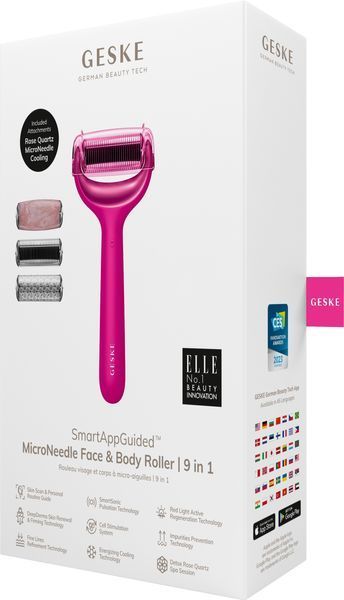 Роллер для игловой мезотерапии лица и тела GESKE MicroNeedle Face&Body Roller 9в1 magenta HB0208 фото