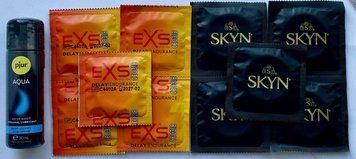 Набор EXS Delay 5шт + SKYN Original 5шт + Лубрикант pjur Aqua 30 мл SOS3557 фото
