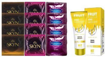 Комплект: Лубрикант OLO Banana (120мл) +8 шт. SKYN+4 шт. Pasante TRIM SOS10489 фото