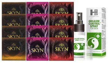 Комплект: Пролонгатор SHS Orgasm Control Spray 15 мл + 8 шт. SKYN + 4 шт. SKYN Intense Feel SOS10881 фото