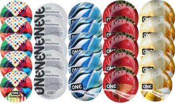 Набор с 25 шт One Extreme ribs + ONE Extra Strong + ONE Fresh Mint + ONE Chocolate Strawberry + ONE Banana Split SOS8267 фото