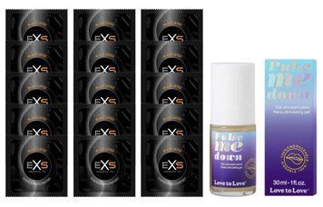 Комплект EXS Black Latex 15 шт + Love To Love Pulse Me Down Gel (30 мл)  SOS14624 фото