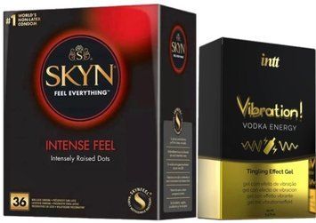 Набор из SKYN Intense Feel (36 шт) + Жидкий вибратор Intt Vibration Vodka (15 мл) SOS9813 фото