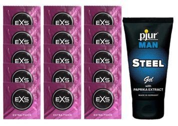Комплект EXS Extra Thick 15 шт + pjur MAN Steel Gel SOS14713 фото