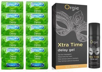 Комплект: Pasante Delay 10 шт + Пролонгатор Orgie X-TRA TIME (15 мл) SOS11030 фото