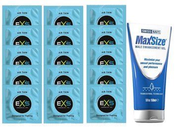 Комплект EXS Air Thin 15 шт + Swiss Navy Max Size Cream, 150 мл SOS14754 фото