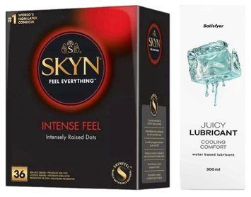 Набір Лубрикант Satisfyer Cooling Comfort 300 мл + Skyn Intense feel 36 шт. SOS12781 фото