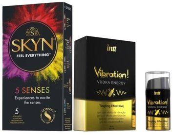 Набір з SKYN 5 Senses + Рідкий вібратор Intt Vibration Vodka (15 мл) SOS9603 фото