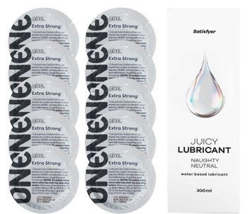 Комплект ONE Extra strong 10 шт. + Лубрикант Satisfyer Juicy Lubricant Naughty Neutral (300 мл) SOS12261 фото